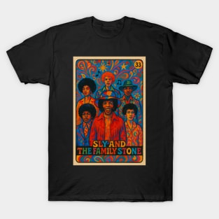 Sly Stone Memorial 1960s Retro Trading Card Art – Psychedelic Sly and the Family Stone Tribute Design T-Shirt